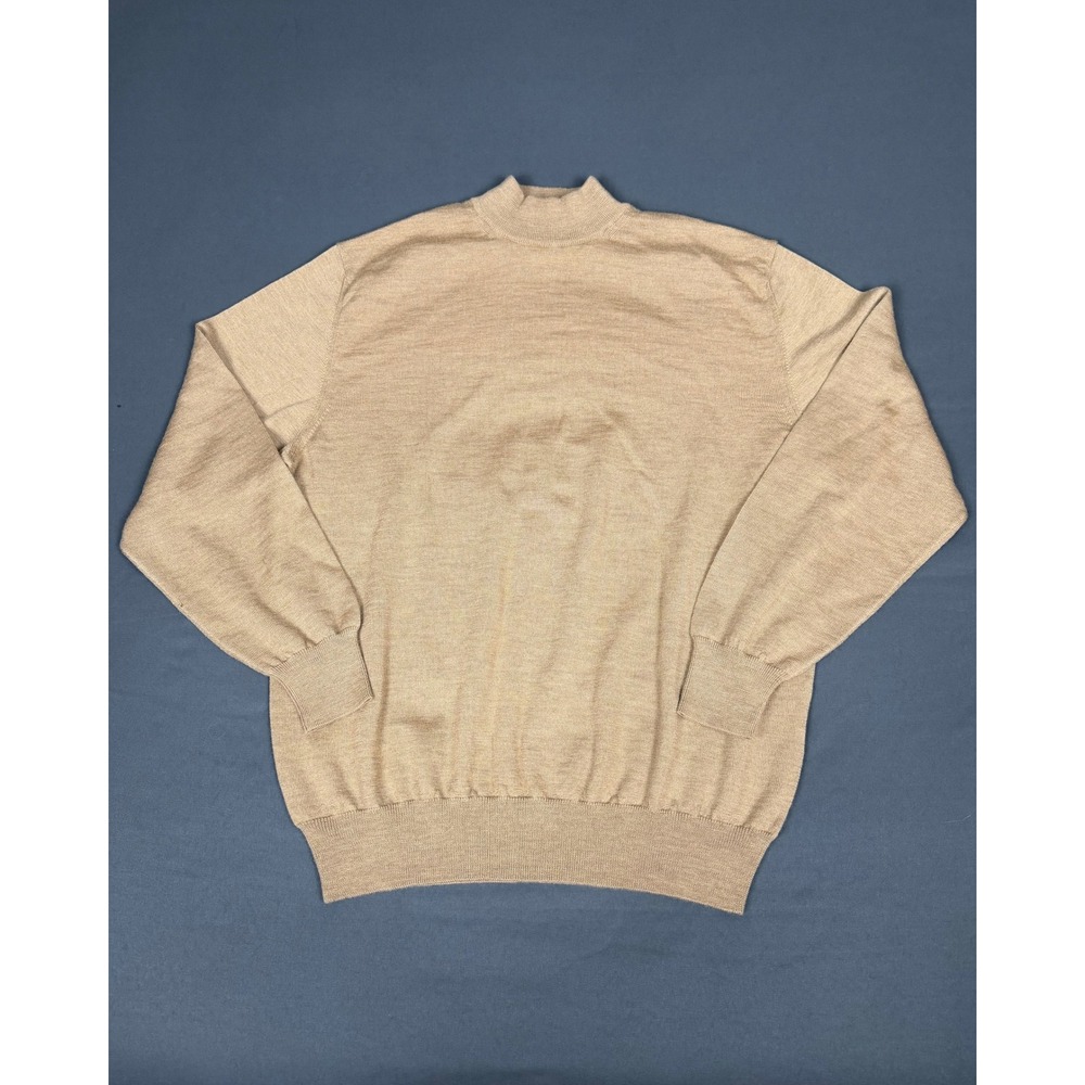 Franco Ziche Sweater Mens XL Tan Pure New Wool Mock Neck Made in Italy
